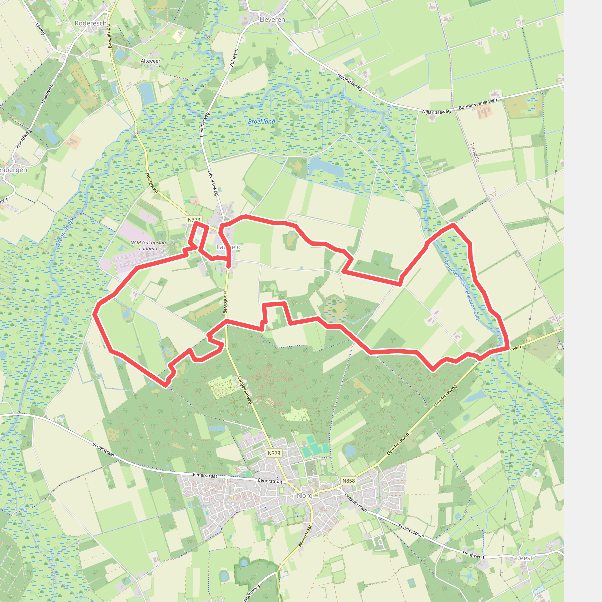 Knapzakroute Langelo