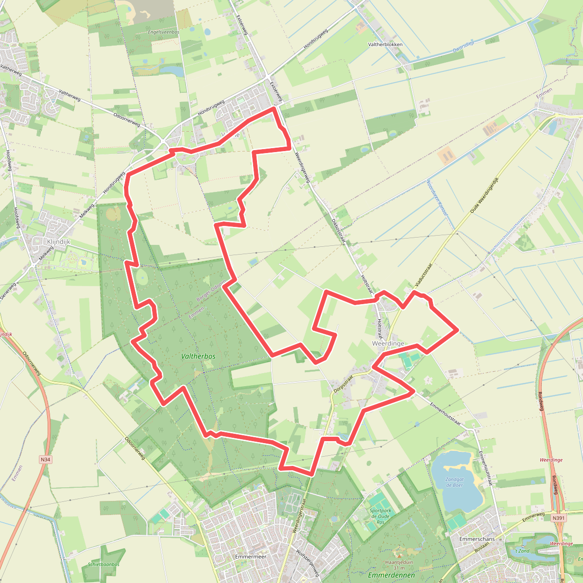 Knapzakroute Weerdinge-Valthe