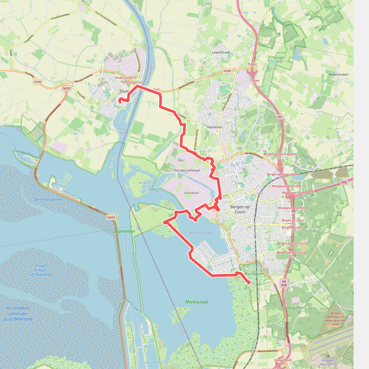 Tholen - Bergen op Zoom · Oosterscheldepad etappe 11