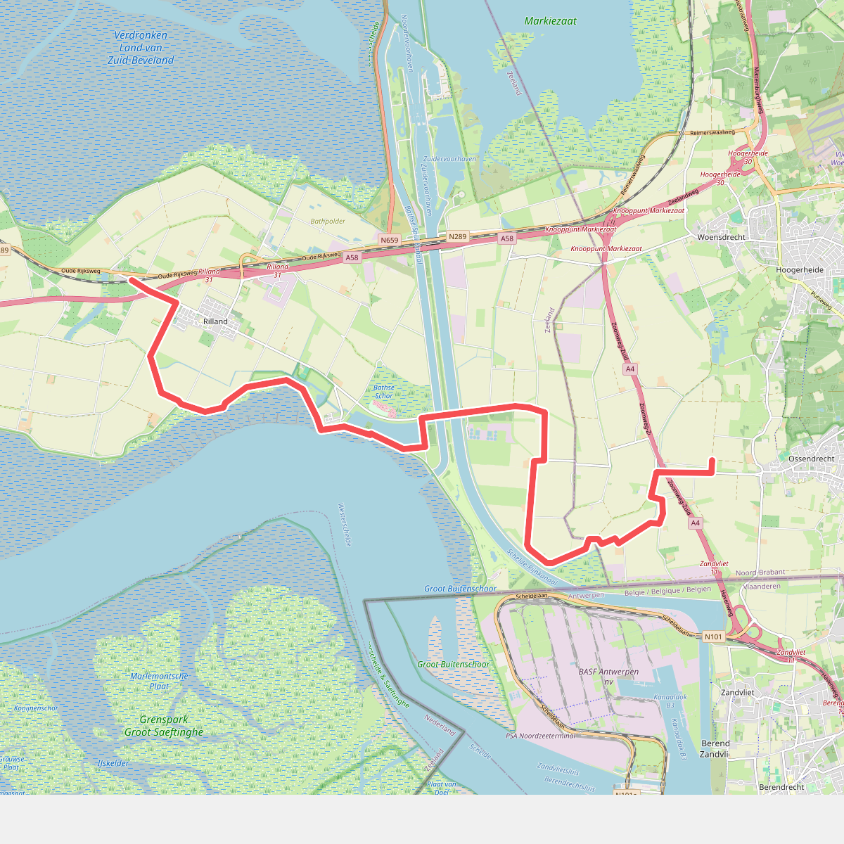 Naar het Leen (Ossendrecht) - Station Rilland-Bath · Oosterscheldepad etappe 13