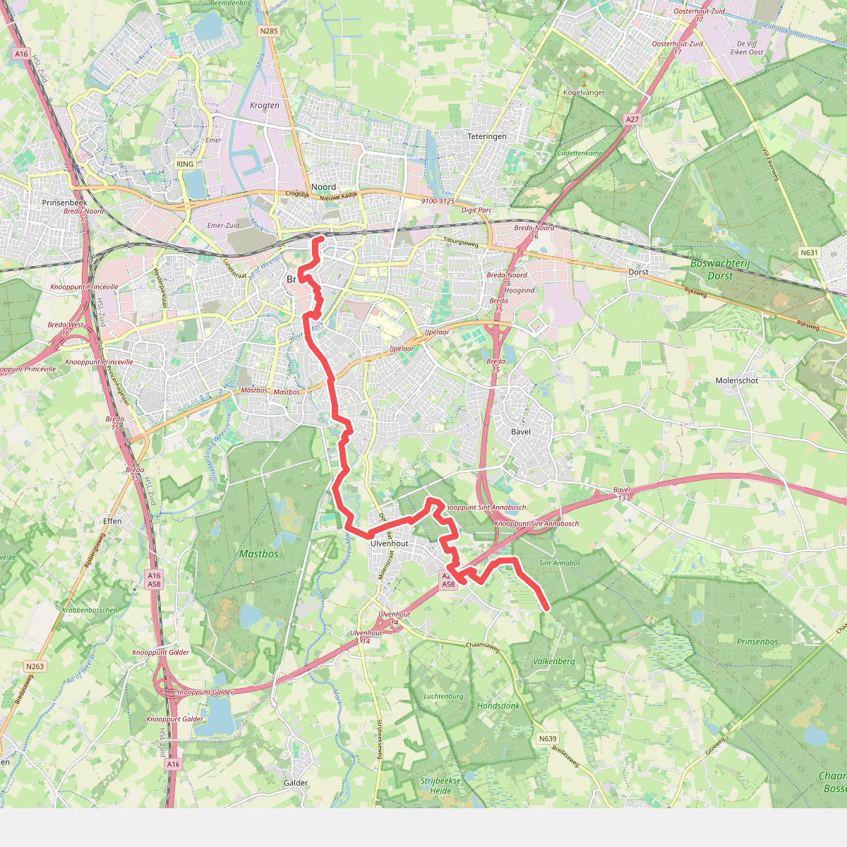 Landgoed Valkenberg - Breda station · Grenslandpad etappe 20