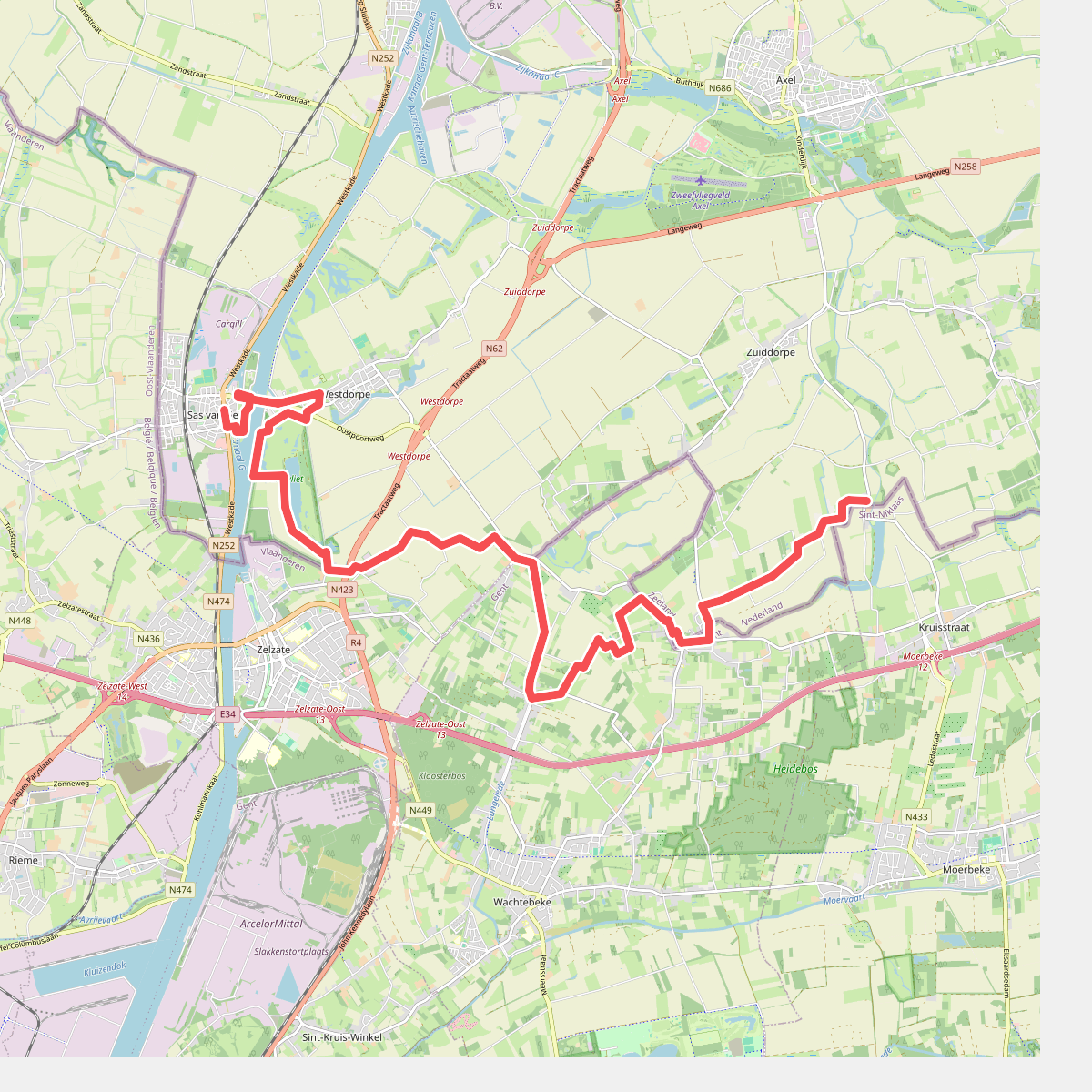 Variant 2 Zeeuws-Vlaanderen · Grenslandpad etappe 23