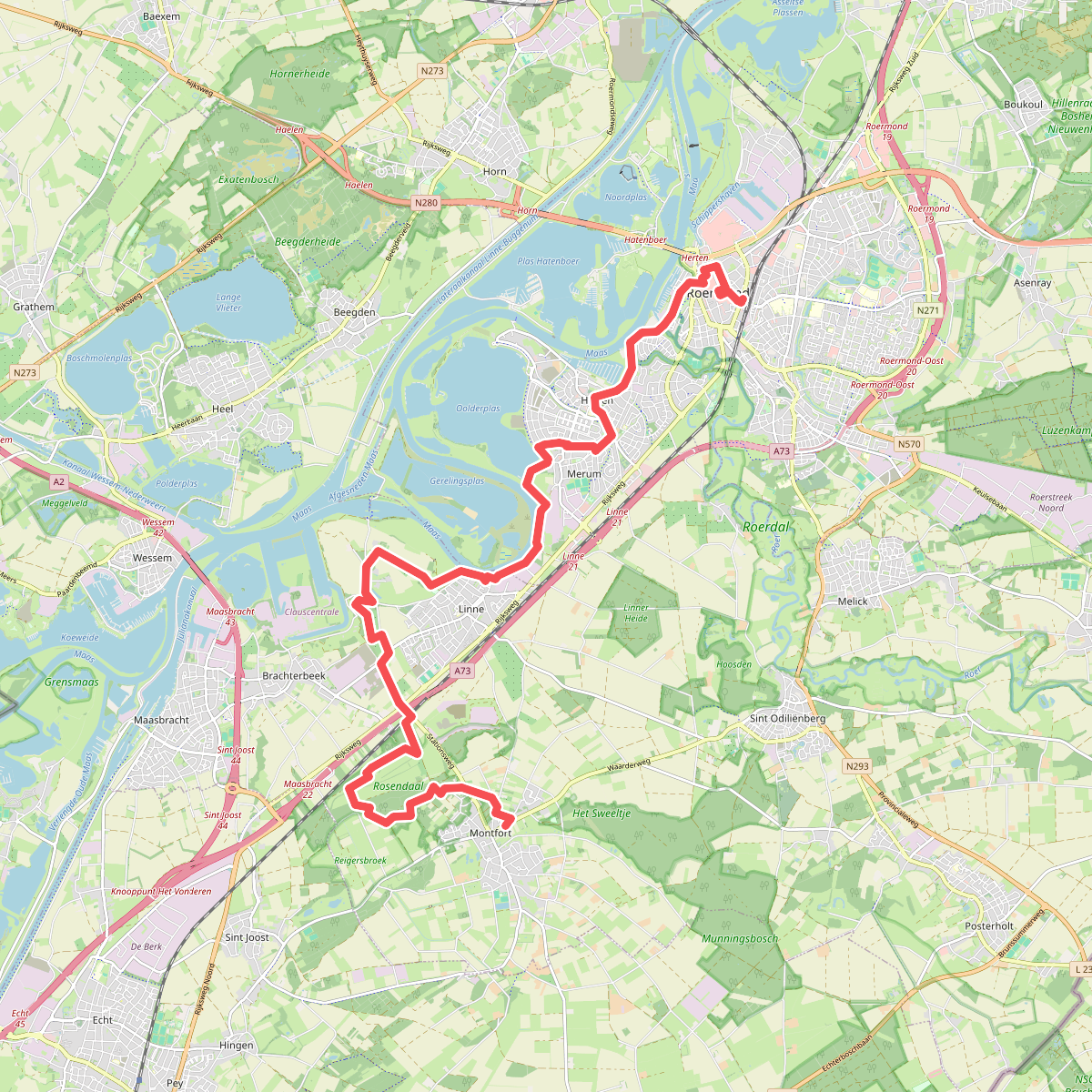 Aan de Berg. - Roermond station · Maas-Niederrheinpad etappe 17