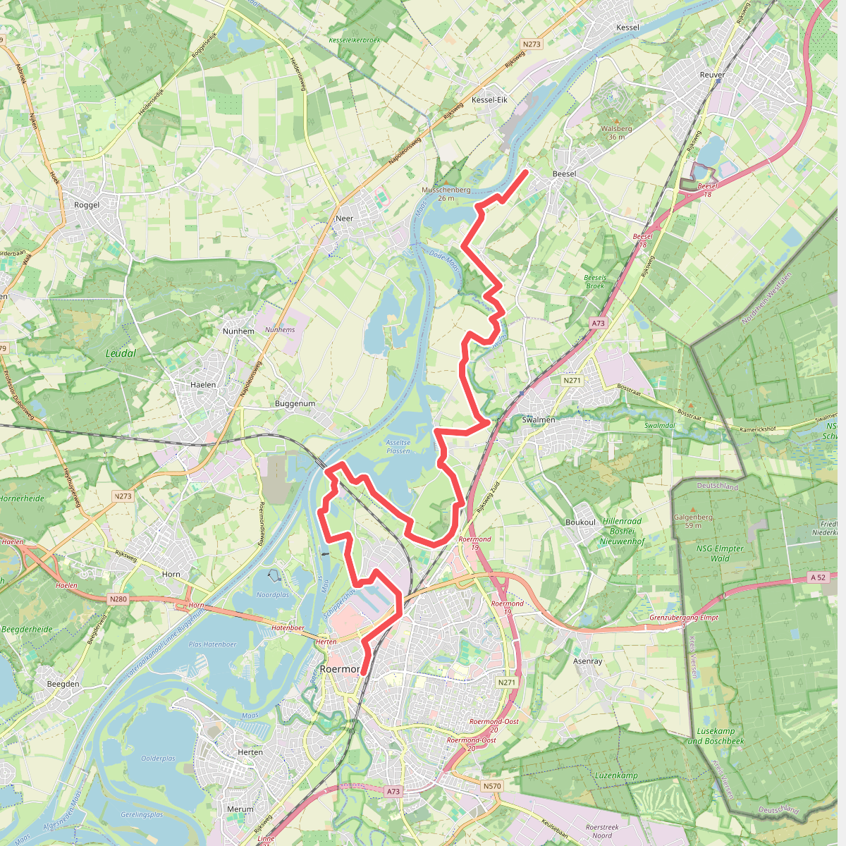 Roermond station - Beesel · Maas-Niederrheinpad etappe 18