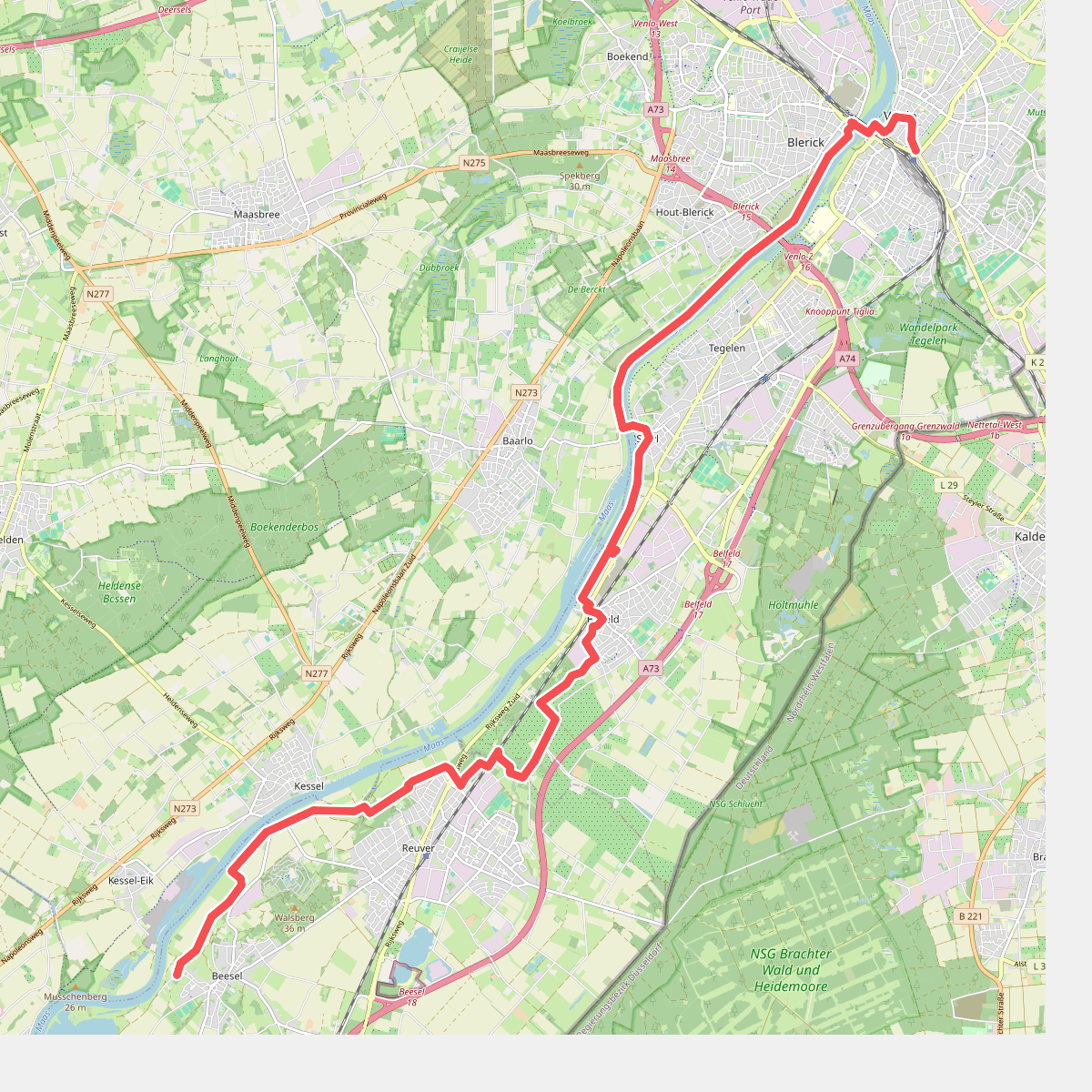 Beesel - Venlo station · Maas-Niederrheinpad etappe 19