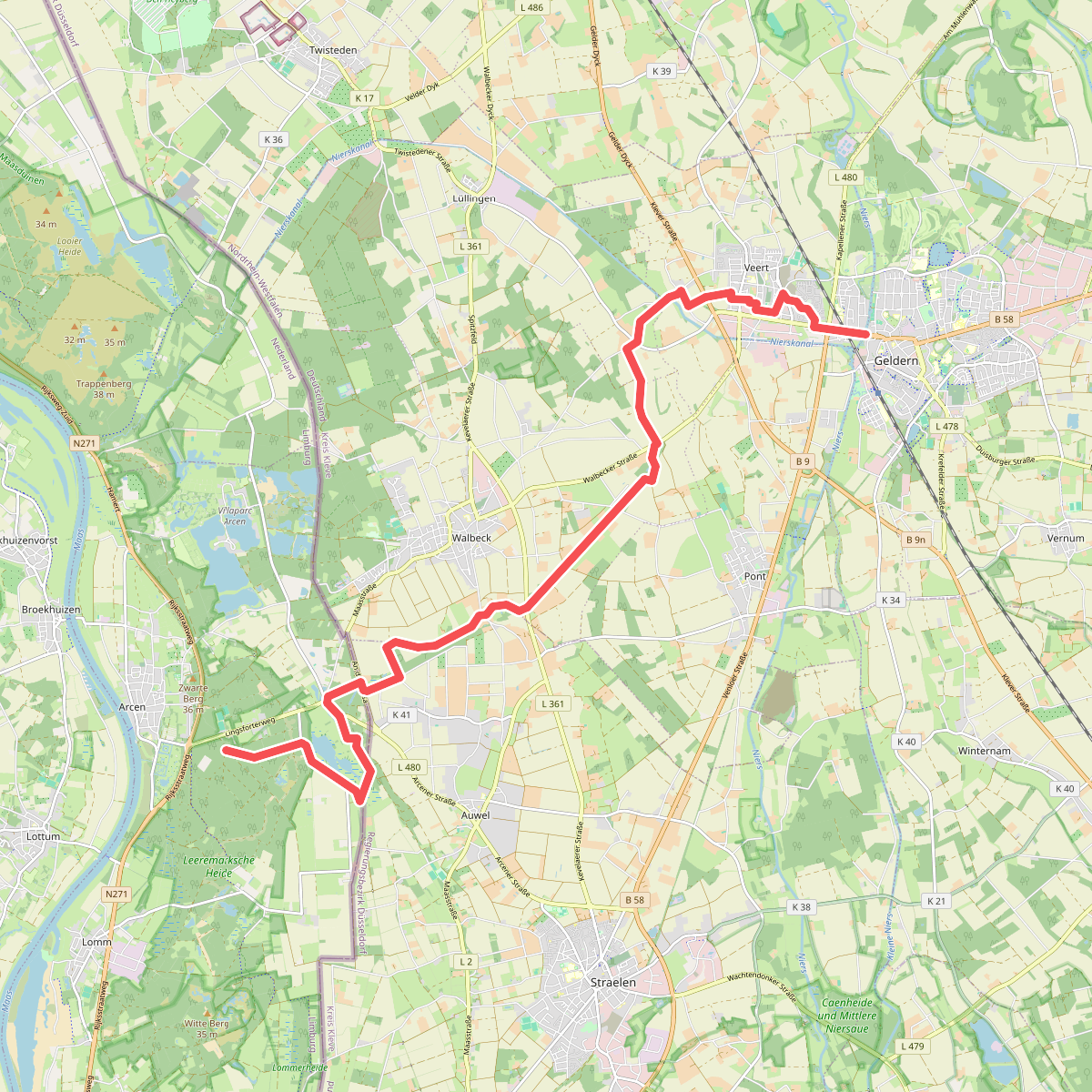Lingsfort - Geldern · Maas-Niederrheinpad etappe 21