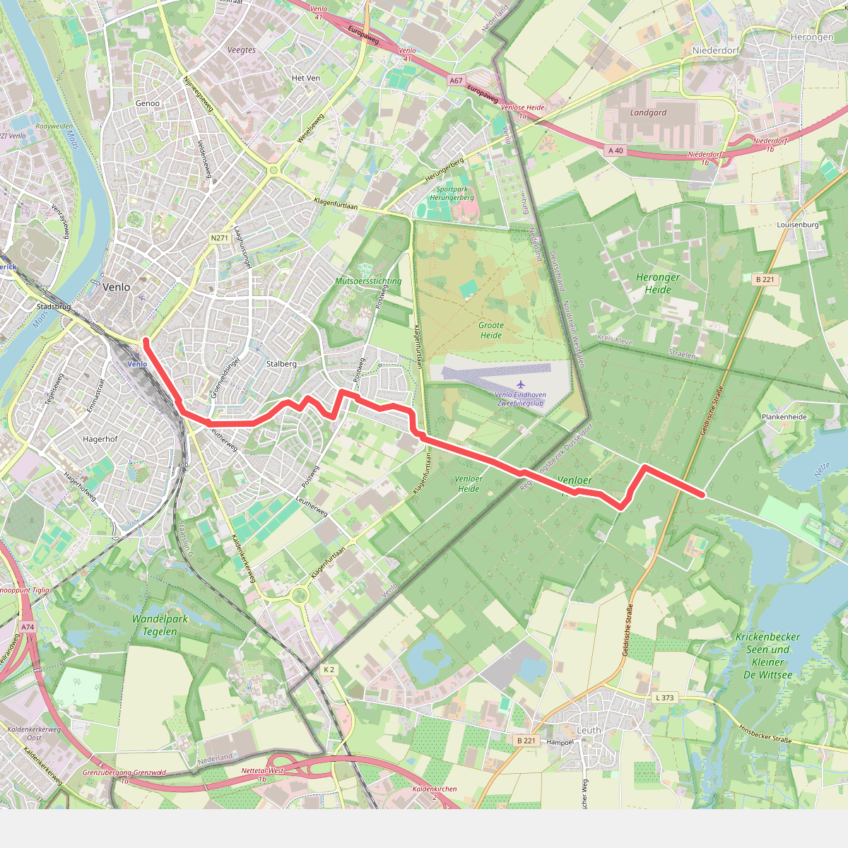Venlo - Plankenheide · Maas-Niederrheinpad etappe 22